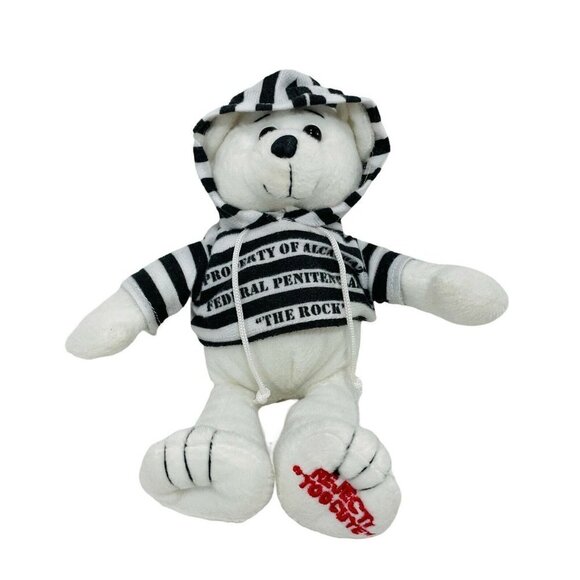 The Rock Alcatraz Hooded Bear Plush 9” Reject Too Cute White Prisoner Novelty - Picture 1 of 10